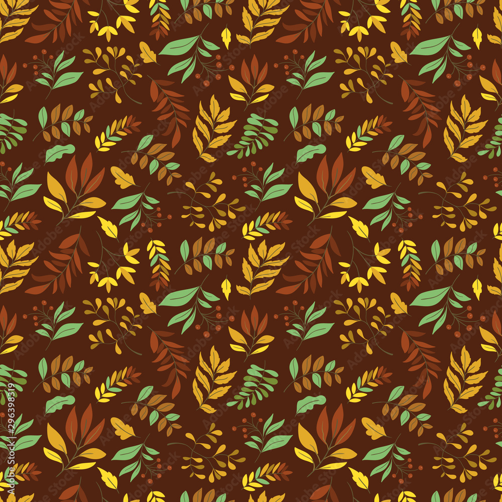 Vector Seamless pattern with leaves and plants Vector Seamless pattern with leaves and plants
