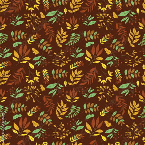 Vector Seamless pattern with leaves and plants