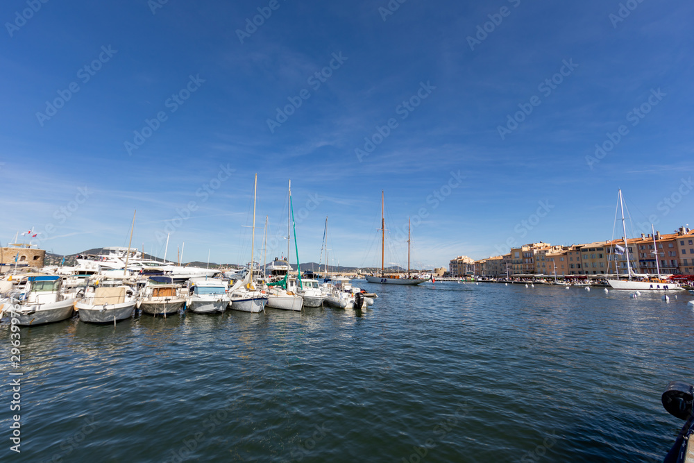 05 OCT 2019 - Saint-Tropez, Var, France - The port and the seafront with all the yachts away during the 2019 edition of 'Les Voiles de Saint-Tropez' regatta