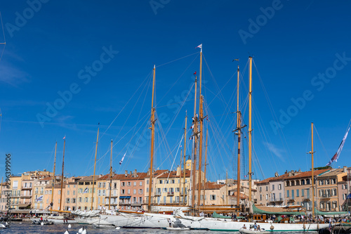 05 OCT 2019 - Saint-Tropez, Var, France - Sailboats in the port during the 2019 edition of 'Les Voiles de Saint-Tropez' regatta photo