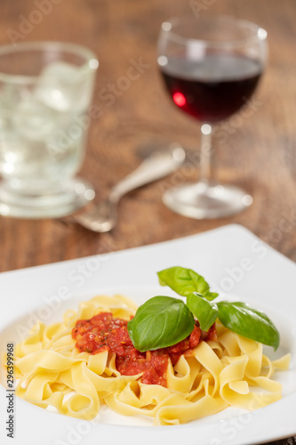 italian tagliatella pasta with tomato sauce