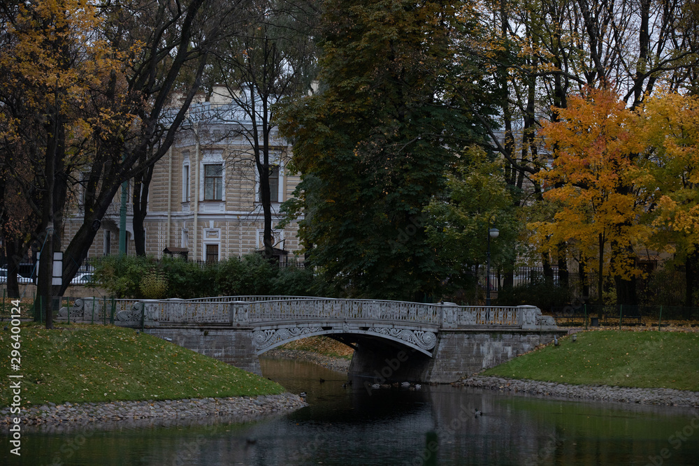 old cast iron bridge in Mikhailovsky garden, St. Petersburg old cast iron bridge in Mikhailovsky garden, St. Petersburg