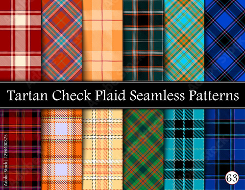 Set Tartan Plaid Scottish Seamless Pattern