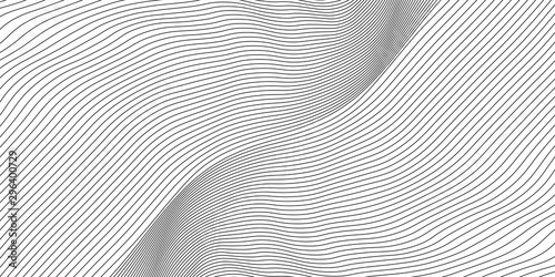 Wavy background of lines. Monochrome dynamic surface with effect of optical illusion. Vector.