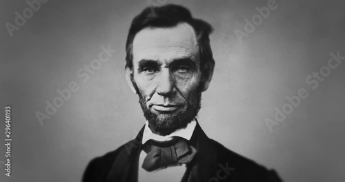 Abraham Lincoln (1863). An Iconic Photo of Abraham Lincoln in Motion. 3D Modelled Face and Virtual Camera Movement. 16th President of the United States. American Statesman and Lawyer. photo
