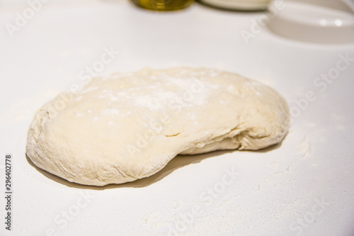 dough with flour on a white background