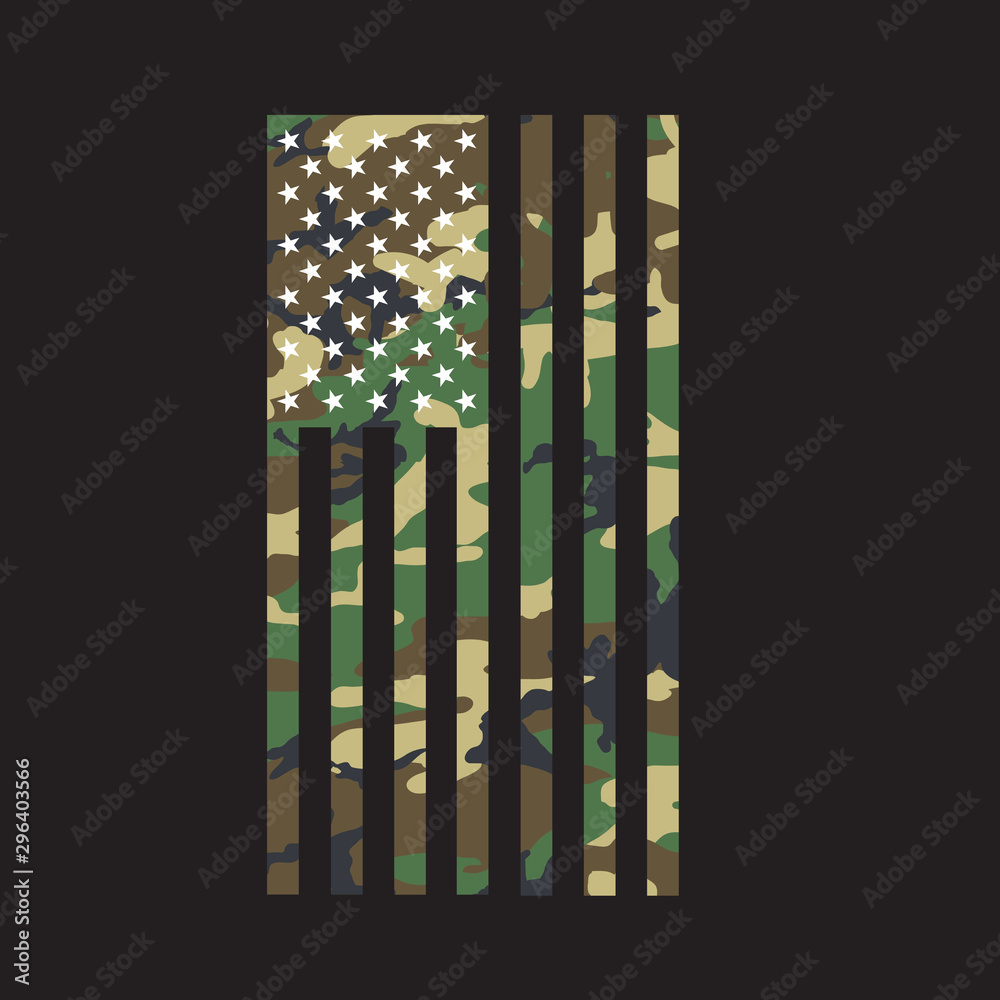 American Flag Woodland Camo Hunting Military Camouflage Silhouette USA  United States Patriotic Stock Vector | Adobe Stock