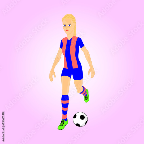 Girl with a ball on a pink background