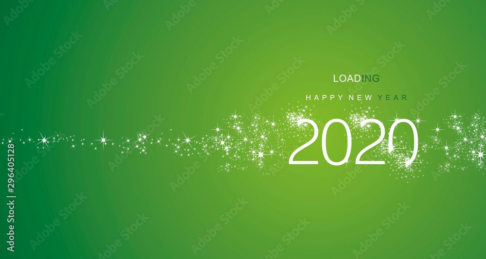 New Year 2020 greetings loading firework white green color vector - obrazy, fototapety, plakaty 