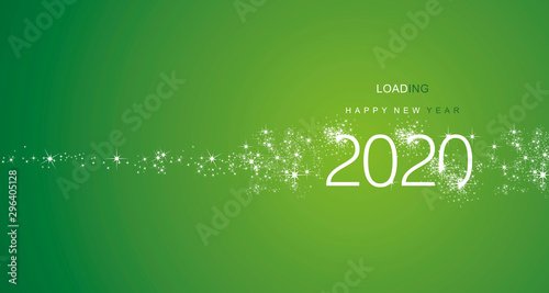 New Year 2020 greetings loading firework white green color vector