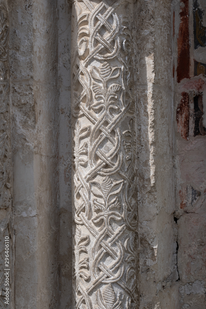 .Stone carving on Cathedral of the Nativity in the Kremlin of Suzdal, well preserved old Russian town-museum. A member of the Golden ring of Russia .Stone carving on Cathedral of the Nativity in the Kremlin of Suzdal, well preserved old Russian town-museum. A member of the Golden ring of Russia