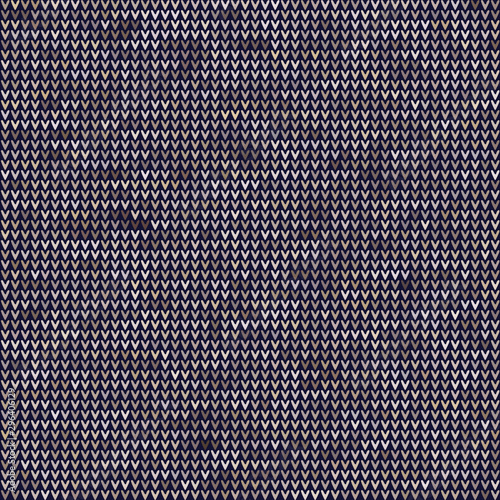 Knitted Marl Variegated Heather Texture Background. Denim Gray Blue Blended Line Seamless Pattern. For Woolen Fabric, Cozy Winter Nordic Textile, Triblend Melange Scandi All Over Print. Vector Eps 10 