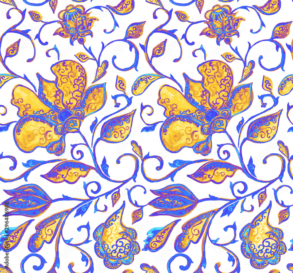 Pretty vintage feedsack pattern in flowers, paisley. Millefleurs. Floral sweet flores seamless background for textile, covers, fabric, wallpapers, print, gift wrap, scrapbooking,  decoupage, quilting.