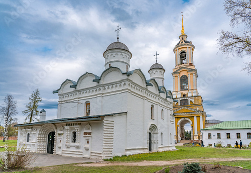 Cathedral and bell tower of Rizopolozhensky monastery in Suzdal, a well preserved old Russian town-museum. A member of the Golden ring of Russia