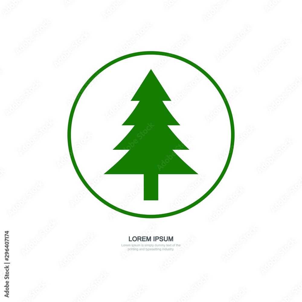 Trees icon, christmas decorative elements template design on white background. Vector illustration