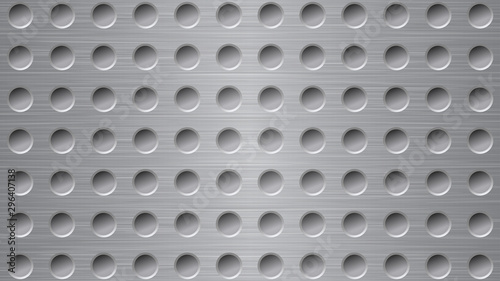 Abstract metal background with holes in gray colors