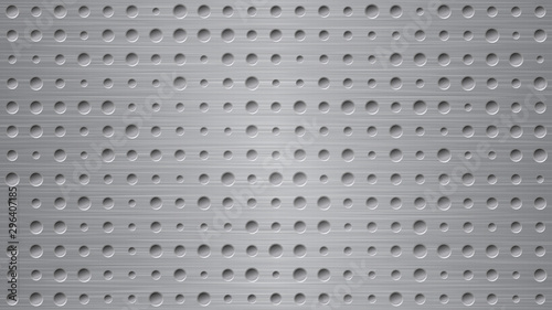 Abstract metal background with holes in gray colors