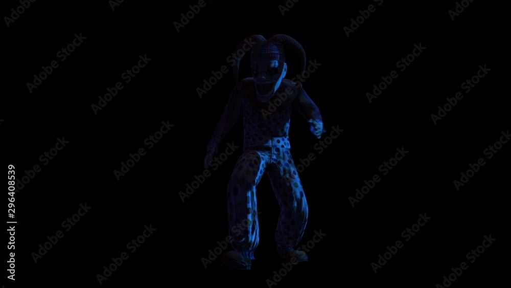 Creepy seamless animation of horror clown running. Halloween background of a terror character isolated with alpha channel Creepy seamless animation of horror clown running. Halloween background of a terror character isolated with alpha channel