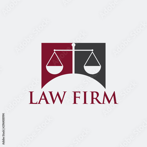 Lawyer Attorney Legal Law firm Logo design vector template Negative space. Circle shape Judge Logotype concept icon.