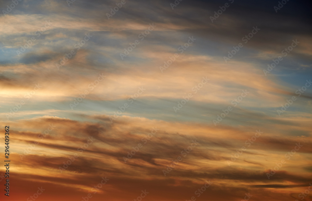 colorful dramatic sky with cloud at sunset