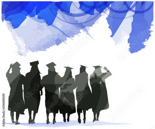 Graduation celebration in watercolor background.