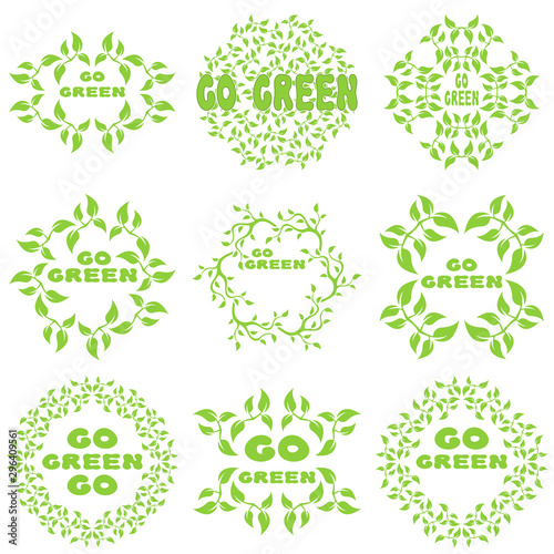 Set of abstract vegan concept background. Go green vector image.