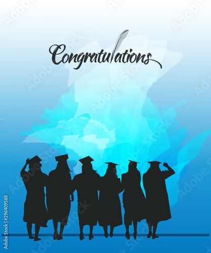 Women graduates celebrating with congratulations.