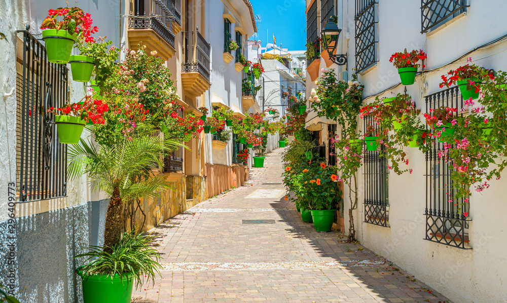 Obraz Piękne Estepona, małe i kwieciste miasteczko w prowincji Malaga, Hiszpania.