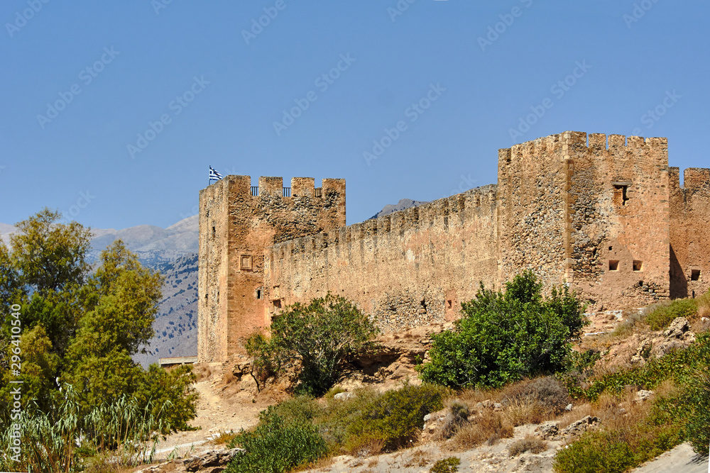 Stone blanks Venetian fortress walls on the island of Crete.