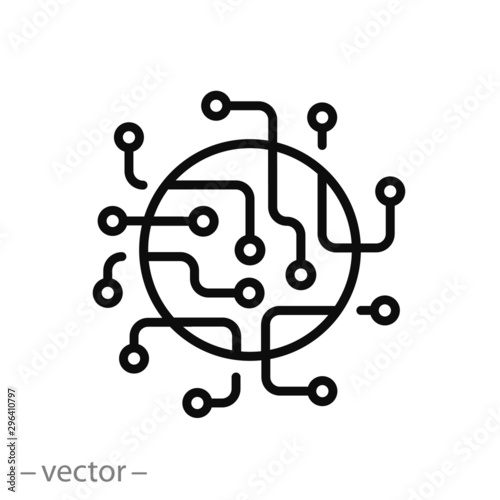 circuit board icon, logo engineering tech, microchip, electrical hardware, thin line web survey symbol on white background - editable stroke vector illustration eps10.eps