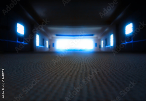 Inside corridor of starship abstract background