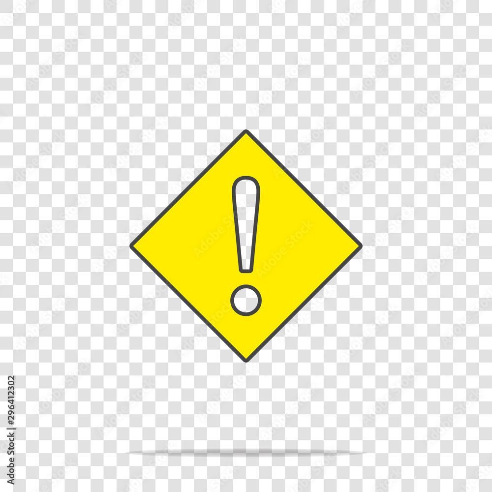 Vector icon exclamation mark in a diamond. Punctuation mark symbol on transparent background. Vector icon exclamation mark in a diamond. Punctuation mark symbol on transparent background.