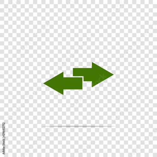 Vector image two arrows. Right arrow and left arrow. The icon shows the direction on transparent background.