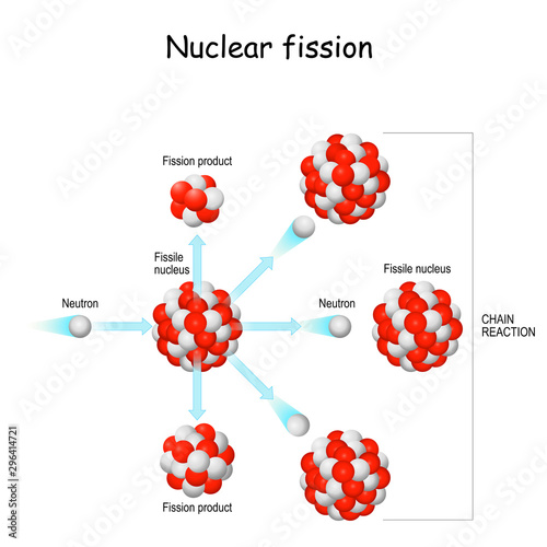 nuclear fission. process in which the nucleus of atom splits into smaller parts