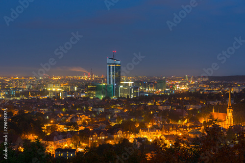 Cityscape of Gdansk Oliwa at night  Poland