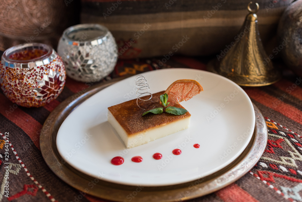 Turkish Traditional Dessert, Milk Baked Pudding Kazandibi