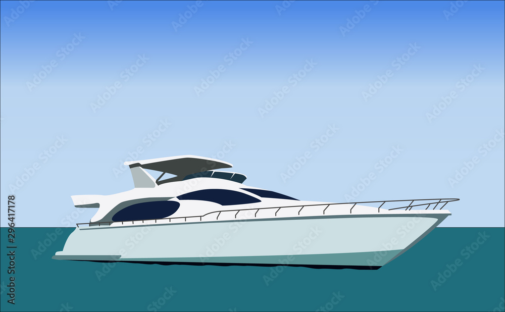Vector illustration white yacht in the ocean Vector illustration white yacht in the ocean