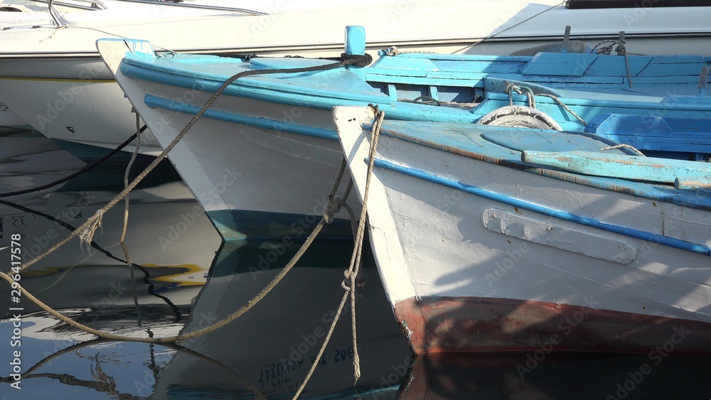 Detail of boats in Skiathos harbor