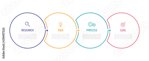 Business process infographic template. Thin line design with numbers 4 options or steps. Vector illustration graphic design