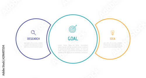 Business process infographic template. Thin line design with numbers 3 options or steps. Vector illustration graphic design