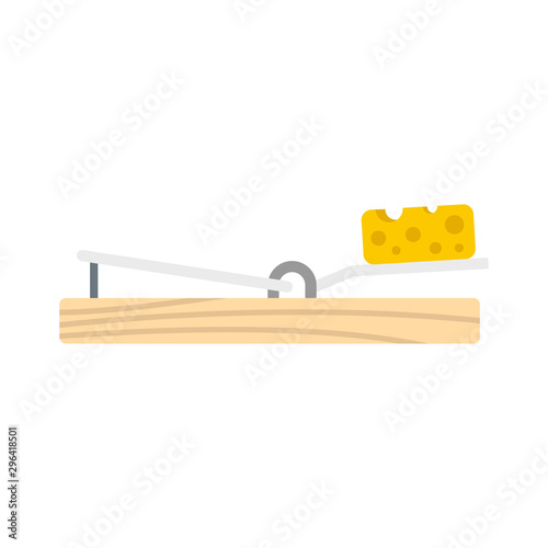 Mouse trap cheese icon. Flat illustration of mouse trap cheese vector icon for web design