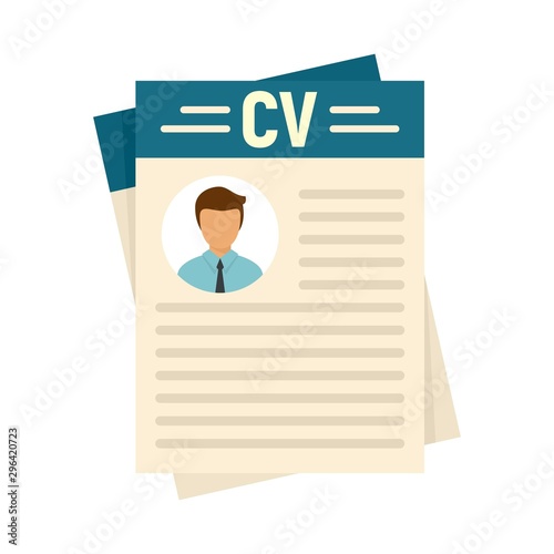 Cv document icon. Flat illustration of cv document vector icon for web design