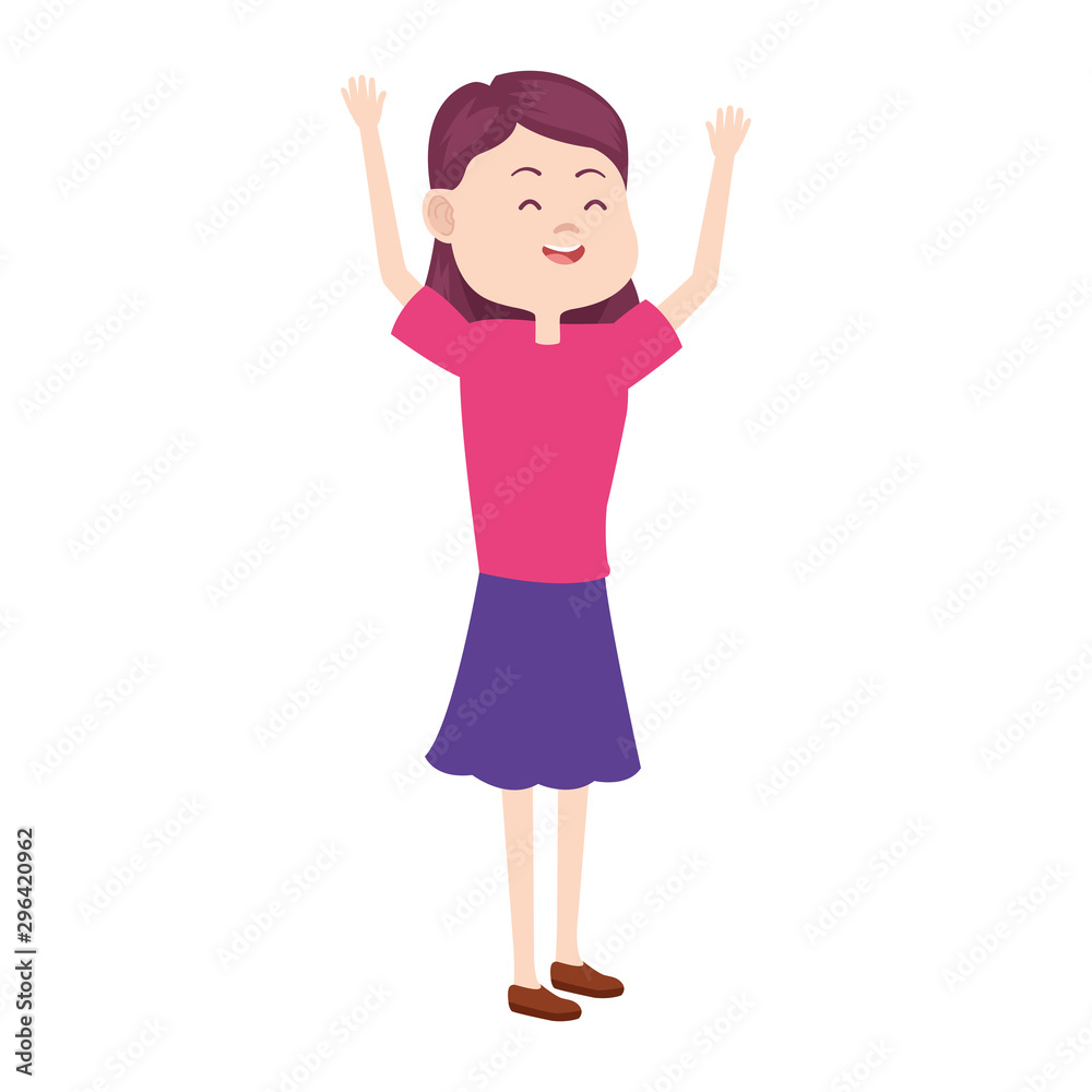 teenage girl with arms up icon, flat design teenage girl with arms up icon, flat design