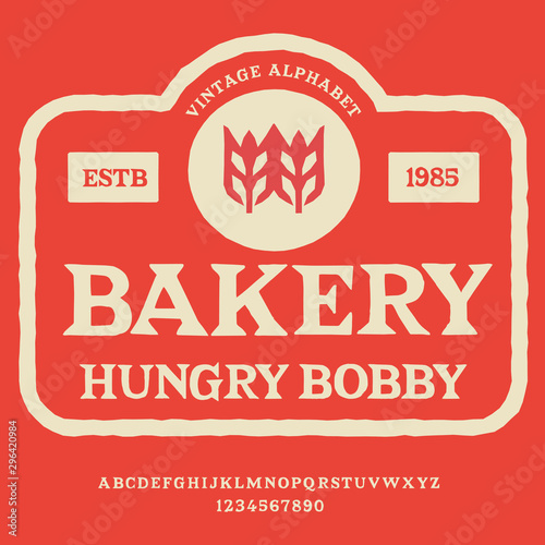 Hand Made Font"Bakery" custom handwritten alphabet. Original Letters and Numbers. Vintage retro hand drawn typeface .Vector illustration. Textured Version.