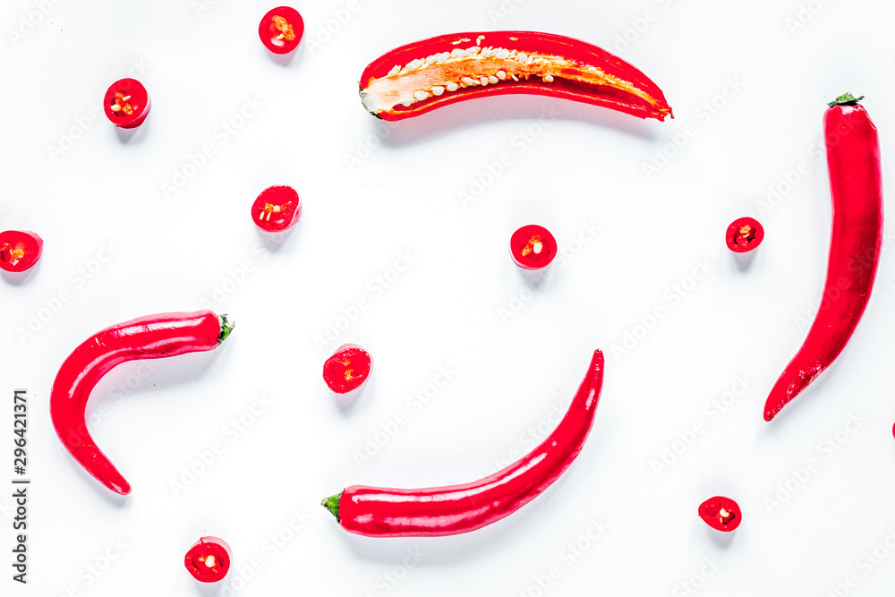 chili food with red pepper on white background top view chili food with red pepper on white background top view