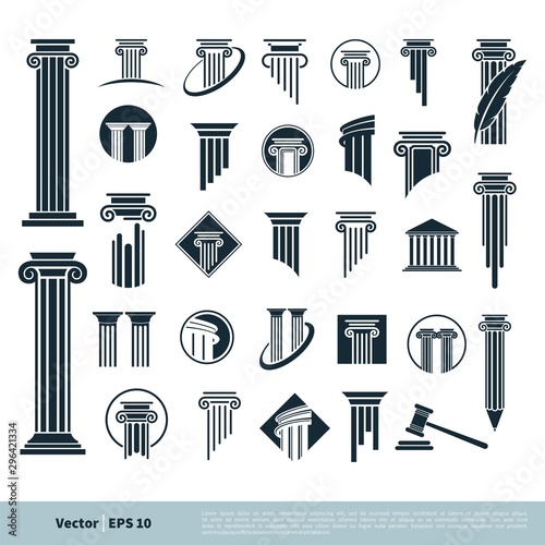 Tela Set Column Pillar Icon for Legal, Attorney, Law Office Logo Vector Template Illustration Design