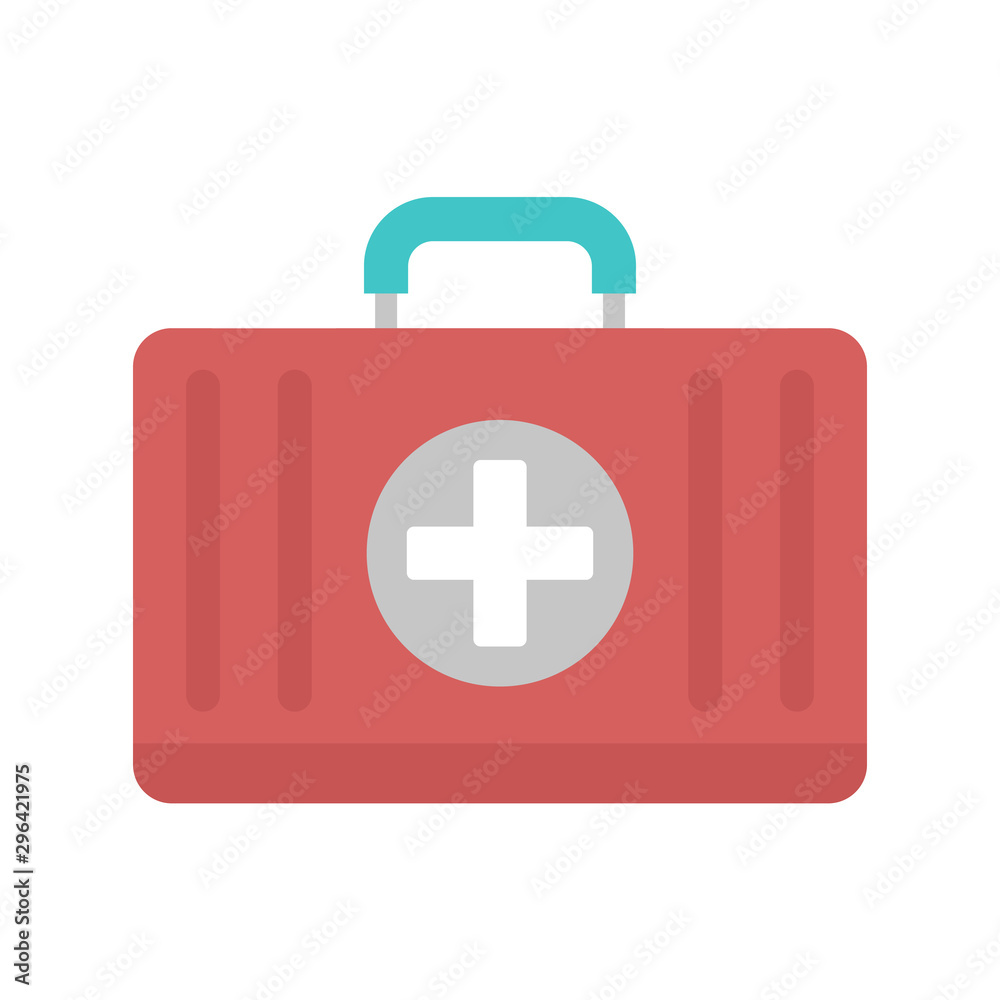 First aid kit icon. Flat illustration of first aid kit vector icon for web design First aid kit icon. Flat illustration of first aid kit vector icon for web design