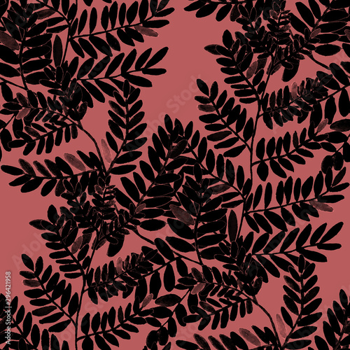 Watercolor seamless pattern with fern leaves. Leaf background.Floral vintage ...
