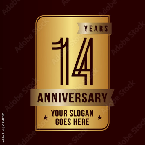 14 years anniversary design template. Fourteen years celebration logo. Vector and illustration. 