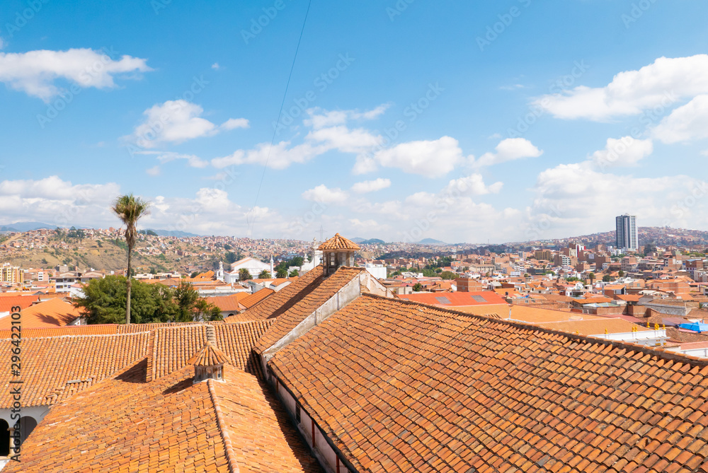Sucre Bolivia panoramic view of the city from the roofs
